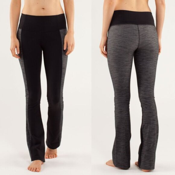 Lululemon Heathered Black Colorblcok High Rise Barre Pulse Pants - Picture 1 of 7